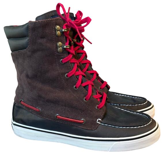 Sperry Top Sider Acklins Corduroy Flannel Ankle Boot Shoe Brown Red Women’s 8.5 - Picture 1 of 10